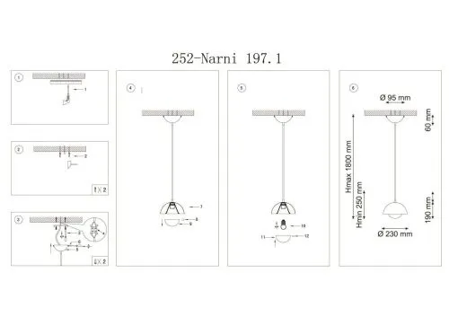 Подвесной светильник Lucia Tucci Narni 197.1 Rosso  фото 3